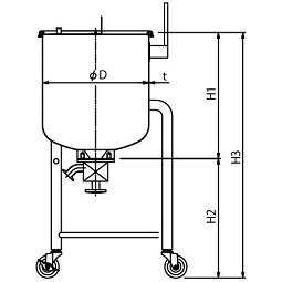 DTM】カクハン機座付鏡板型容器（タンク底バルブ）(DTM-36 : 容量 35L